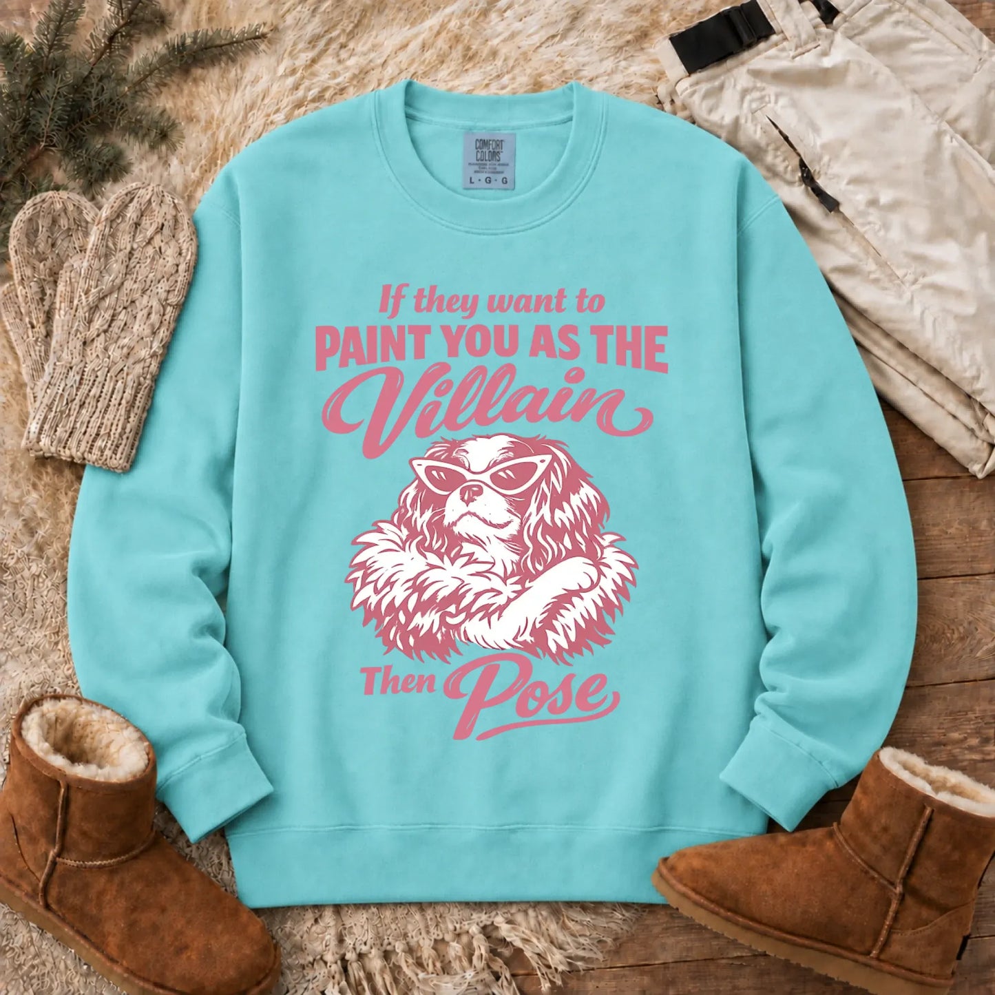 Cavalier Funny Villain Unisex Sweatshirt Chalky Mint