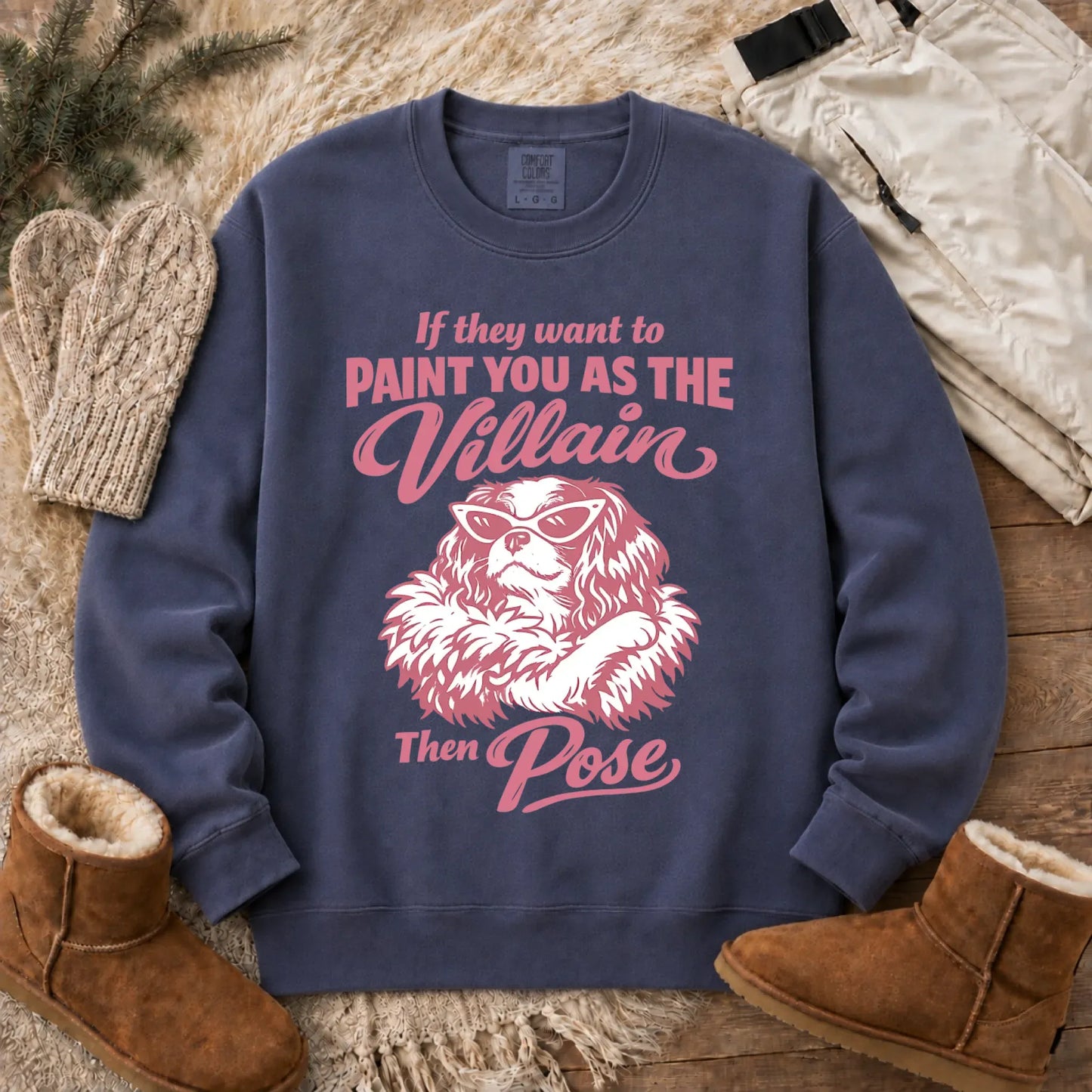 Cavalier Funny Villain Unisex Sweatshirt Denim