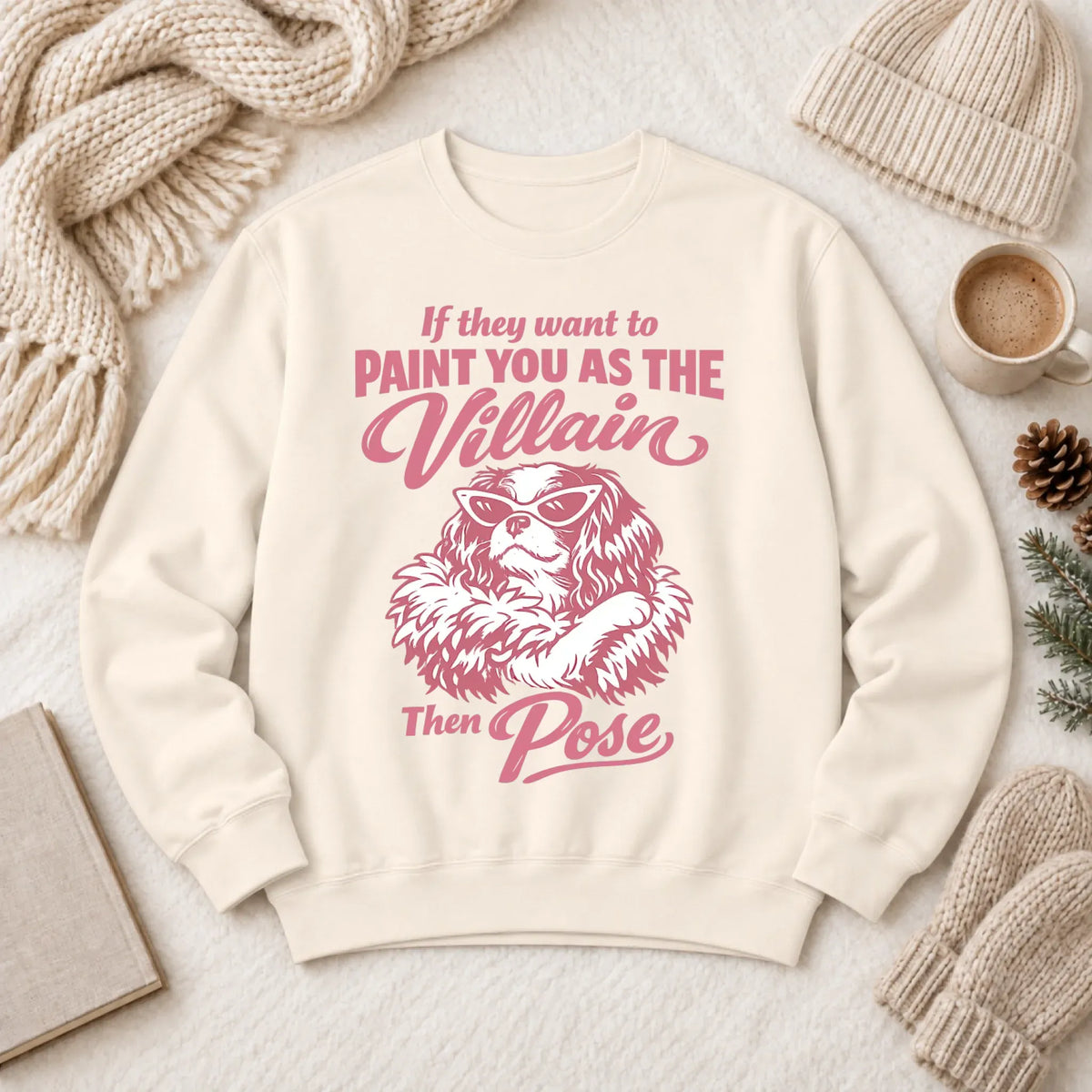 Cavalier Funny Villain Unisex Sweatshirt Ivory