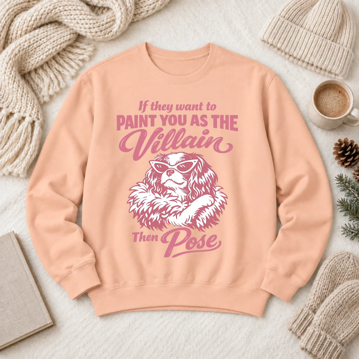 Cavalier Funny Villain Unisex Sweatshirt Peachy