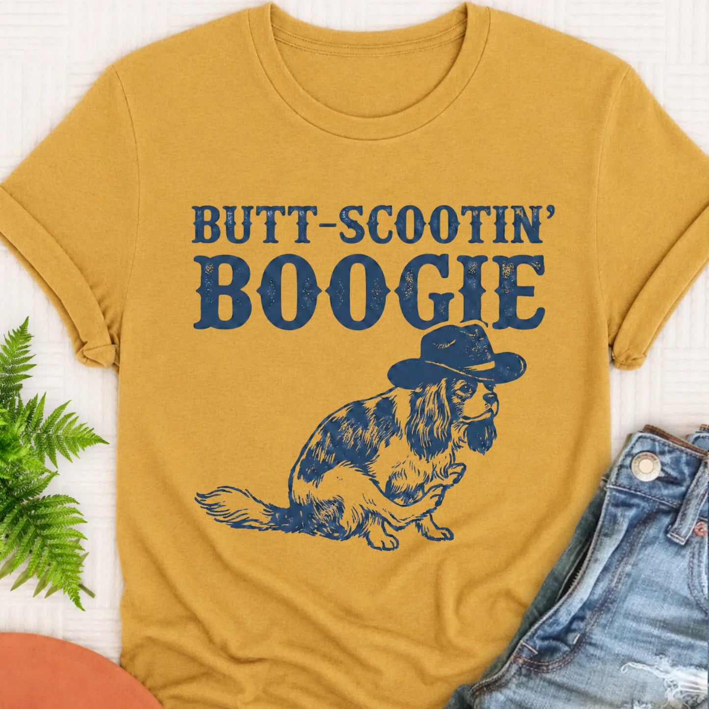 Cavalier Funny Western Unisex TShirt Mustard