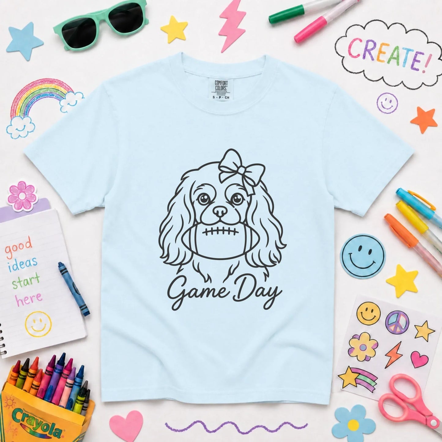 Cavalier Game Day Minimalist Unisex YOUTH Tshirt Chambray