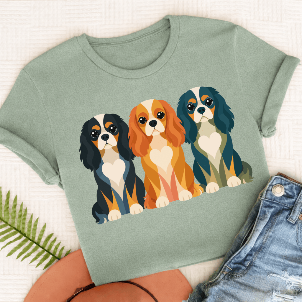 Cavalier Geometric Heart Unisex TShirt Comfort Colors Bay