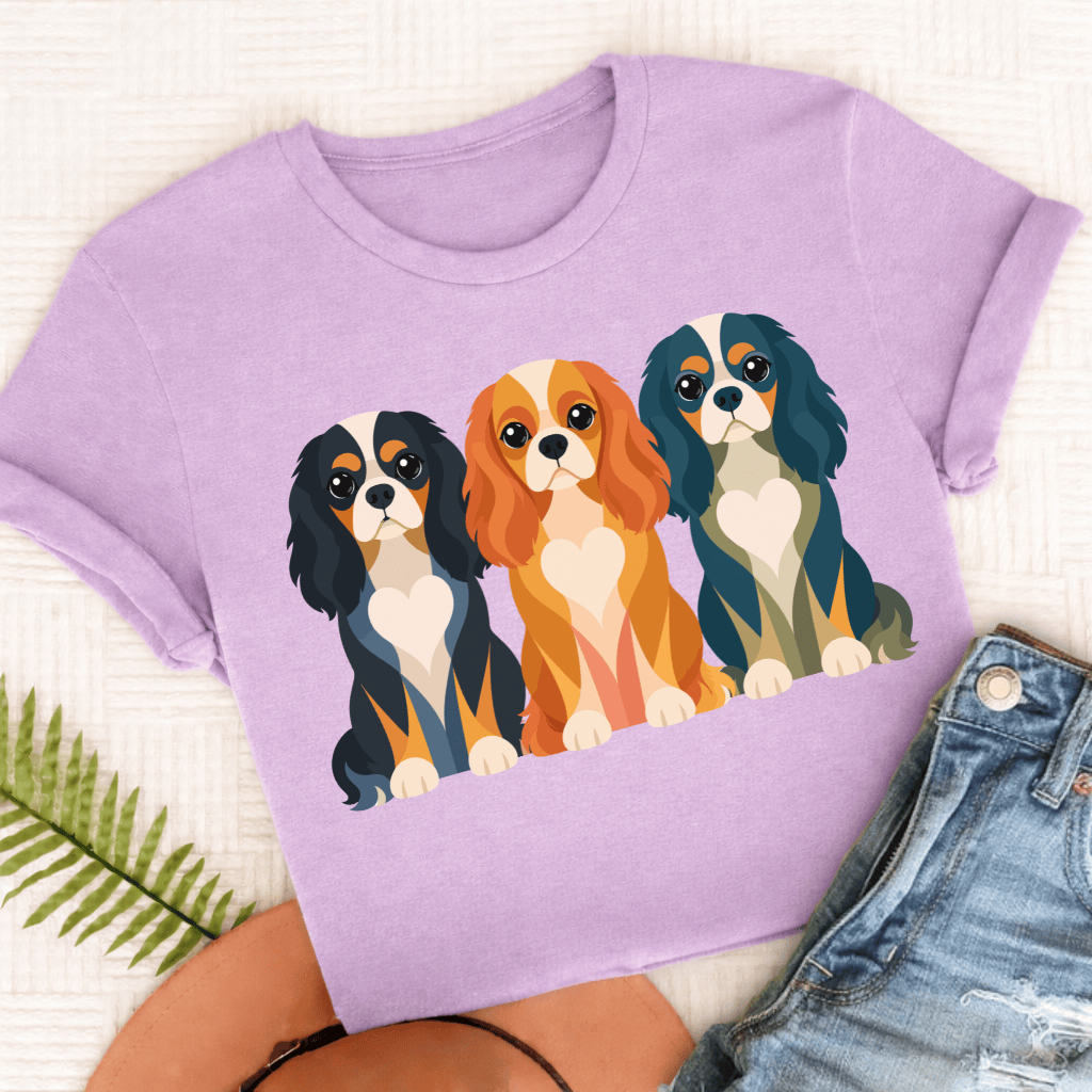 Cavalier Geometric Heart Unisex TShirt Comfort Colors Orchid