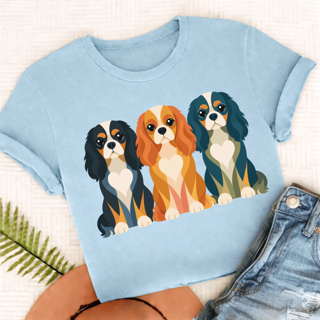 Cavalier Geometric Heart Unisex TShirt Comfort Colors Chambray
