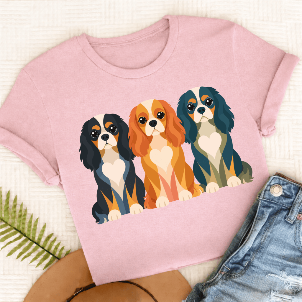 Cavalier Geometric Heart Unisex TShirt Comfort Colors Blossom