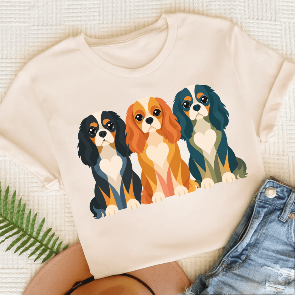 Cavalier Geometric Heart Unisex TShirt Natural