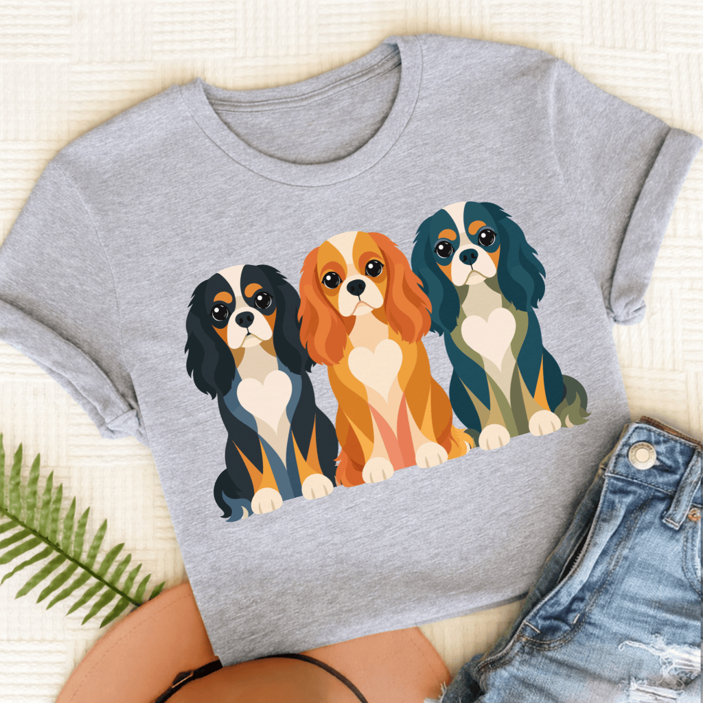 Cavalier Geometric Heart Unisex TShirt Sport Grey