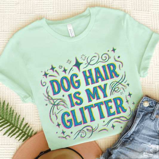 Golden Retriever Glitter Dog Hair Unisex TShirt Heather Mint