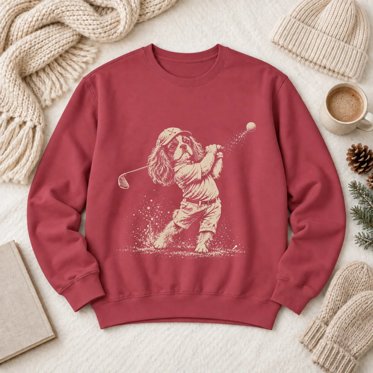 Cavalier Golfing Golfer Unisex Sweatshirt Crimson