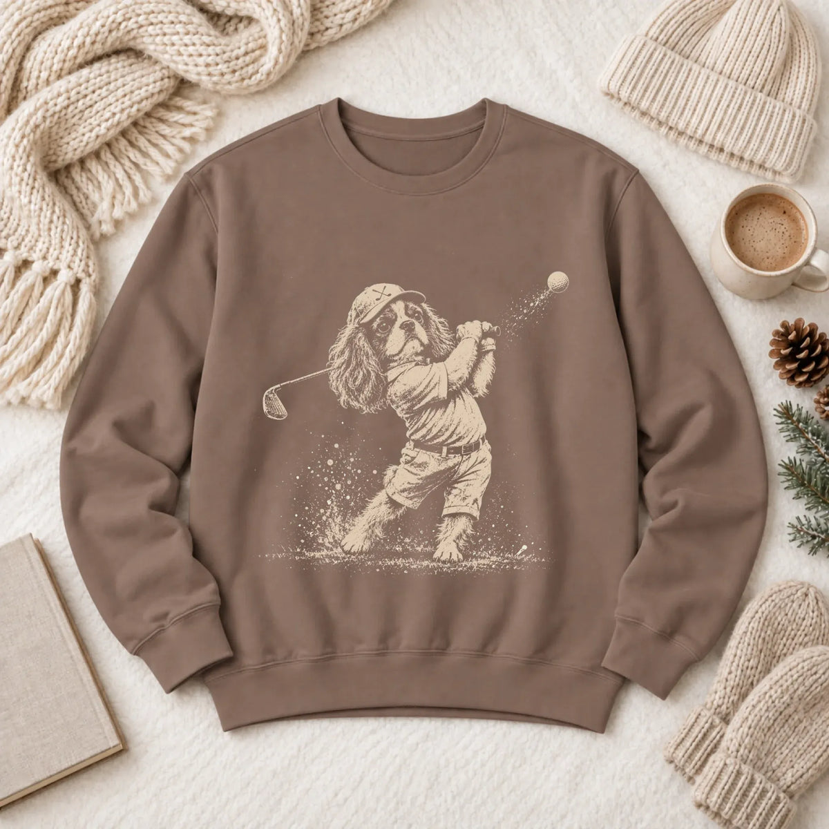 Cavalier Golfing Golfer Unisex Sweatshirt Espresso