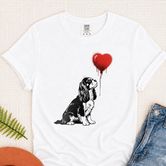 Cavalier Graffiti Street Heart Unisex Tshirt White