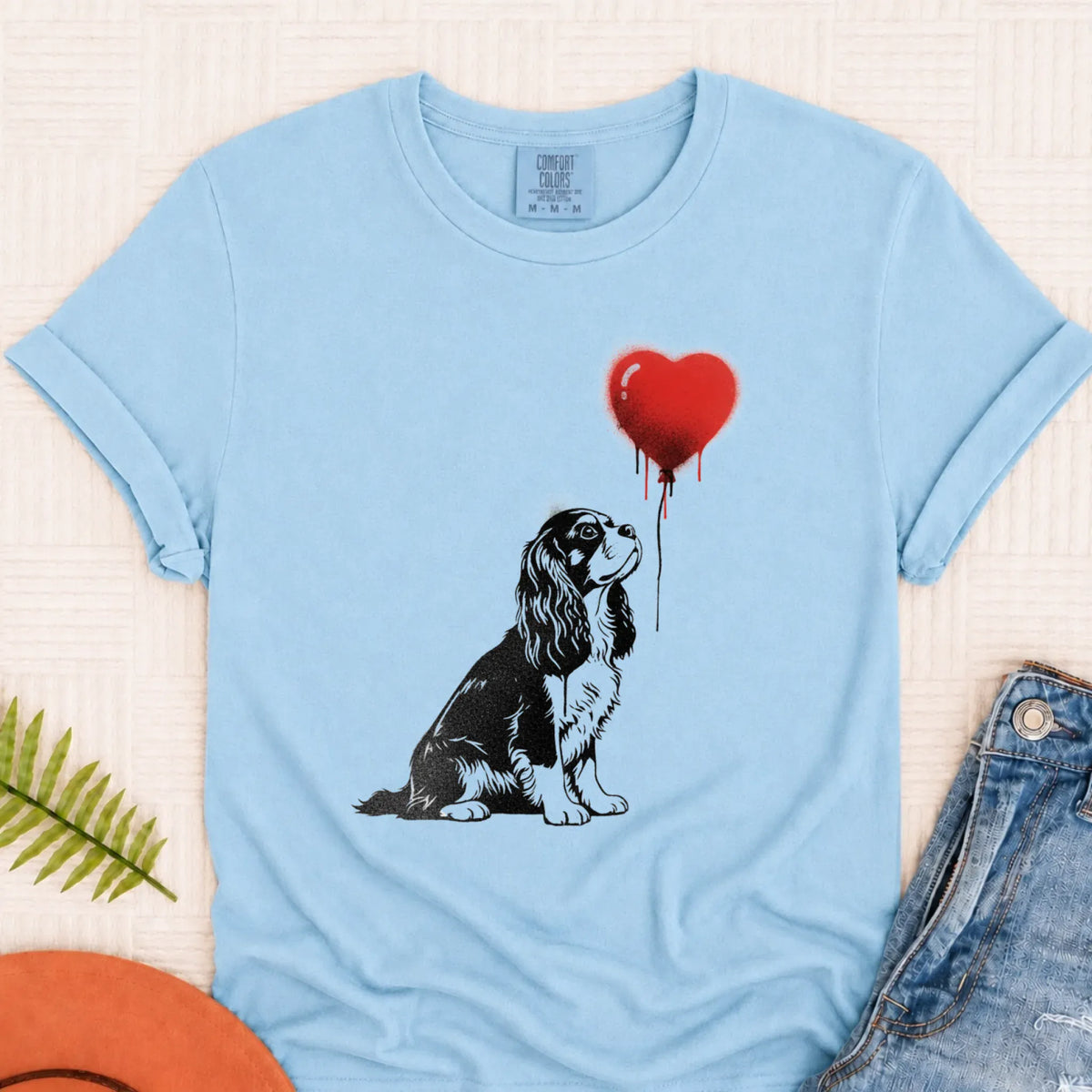 Cavalier Graffiti Street Heart Unisex Tshirt Chambray