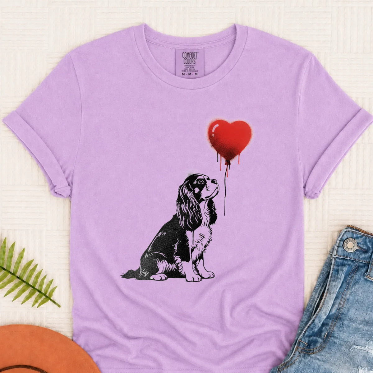 Cavalier Graffiti Street Heart Unisex Tshirt Orchid