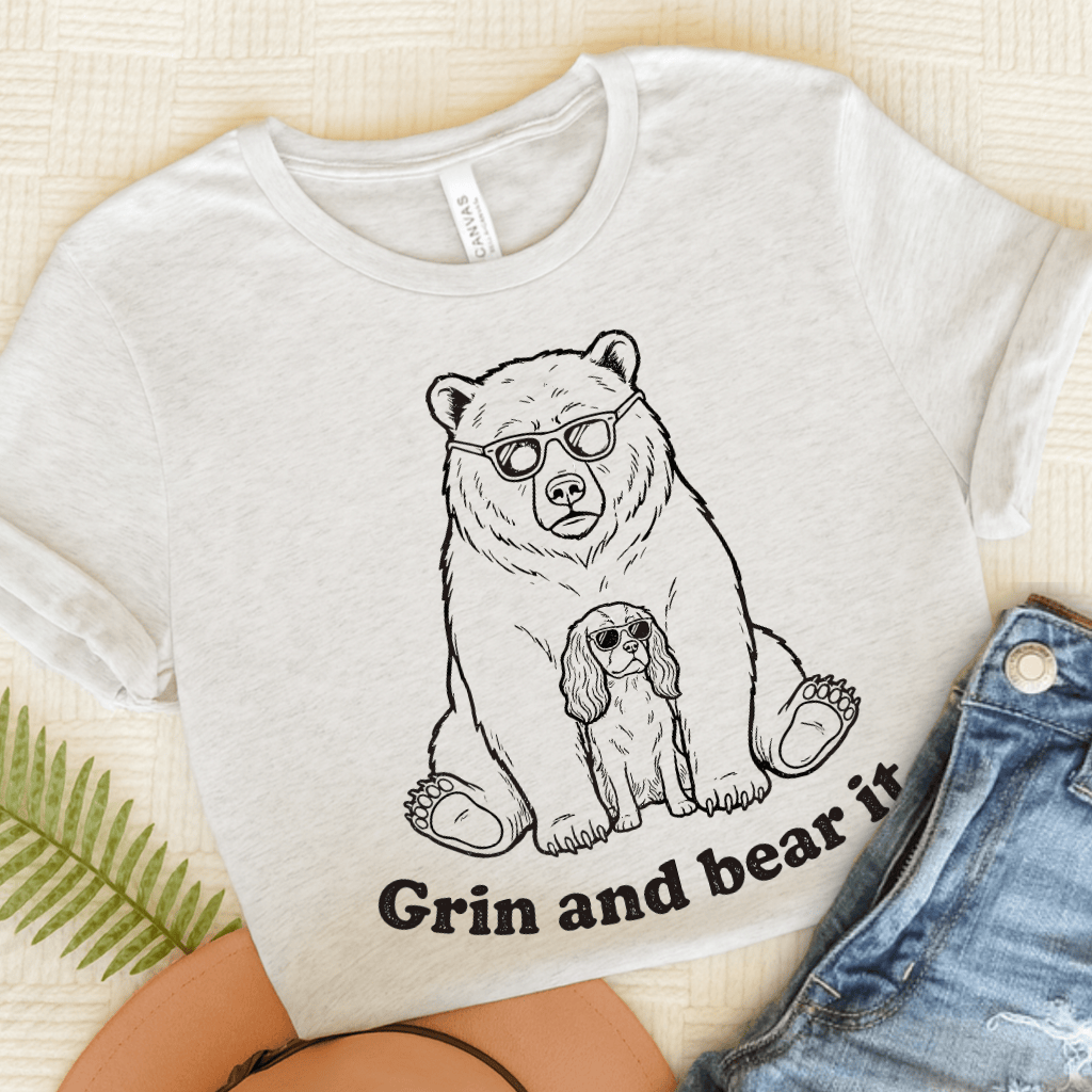 Cavalier Grin Bear It Unisex TShirt Ash
