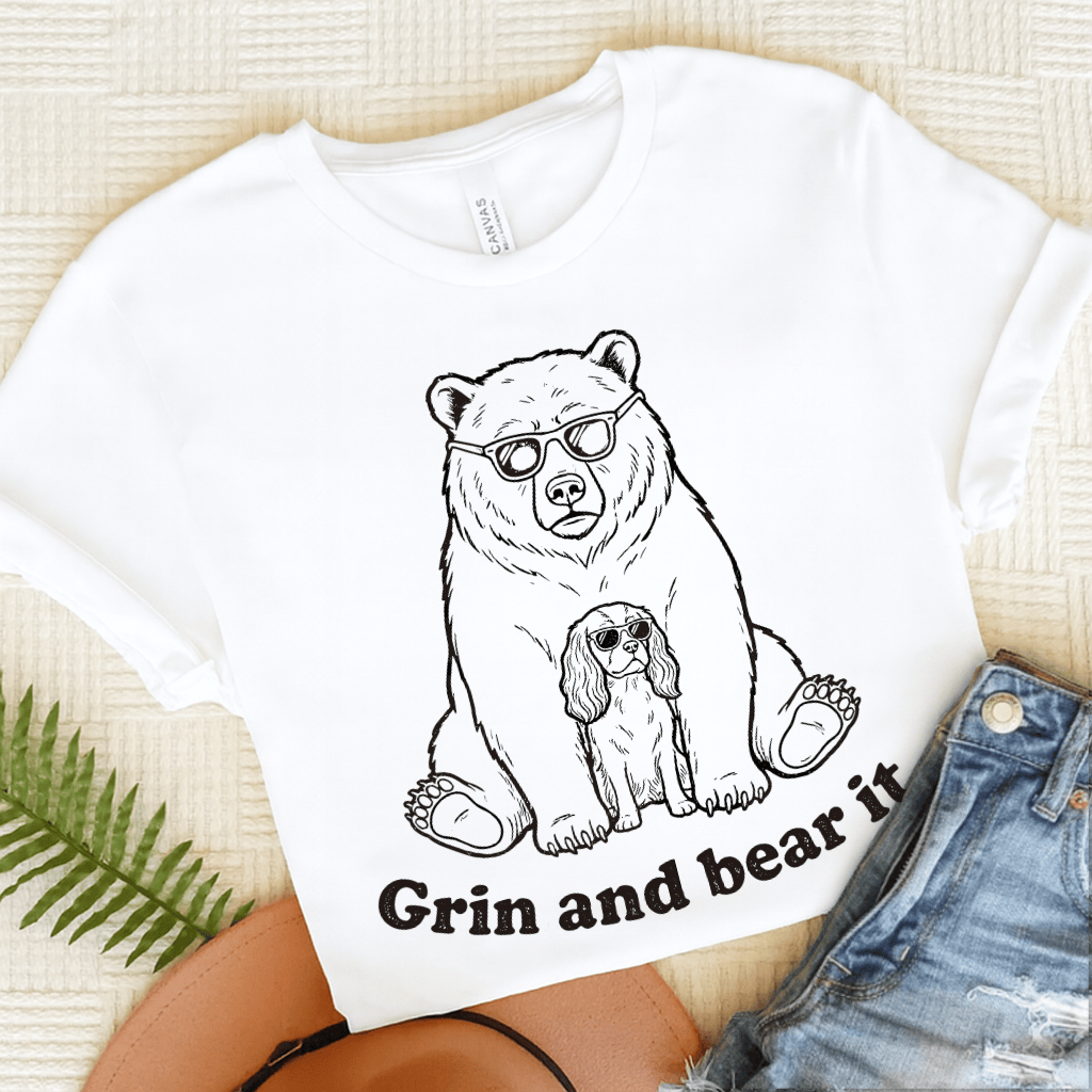 Cavalier Grin Bear It Unisex TShirt White