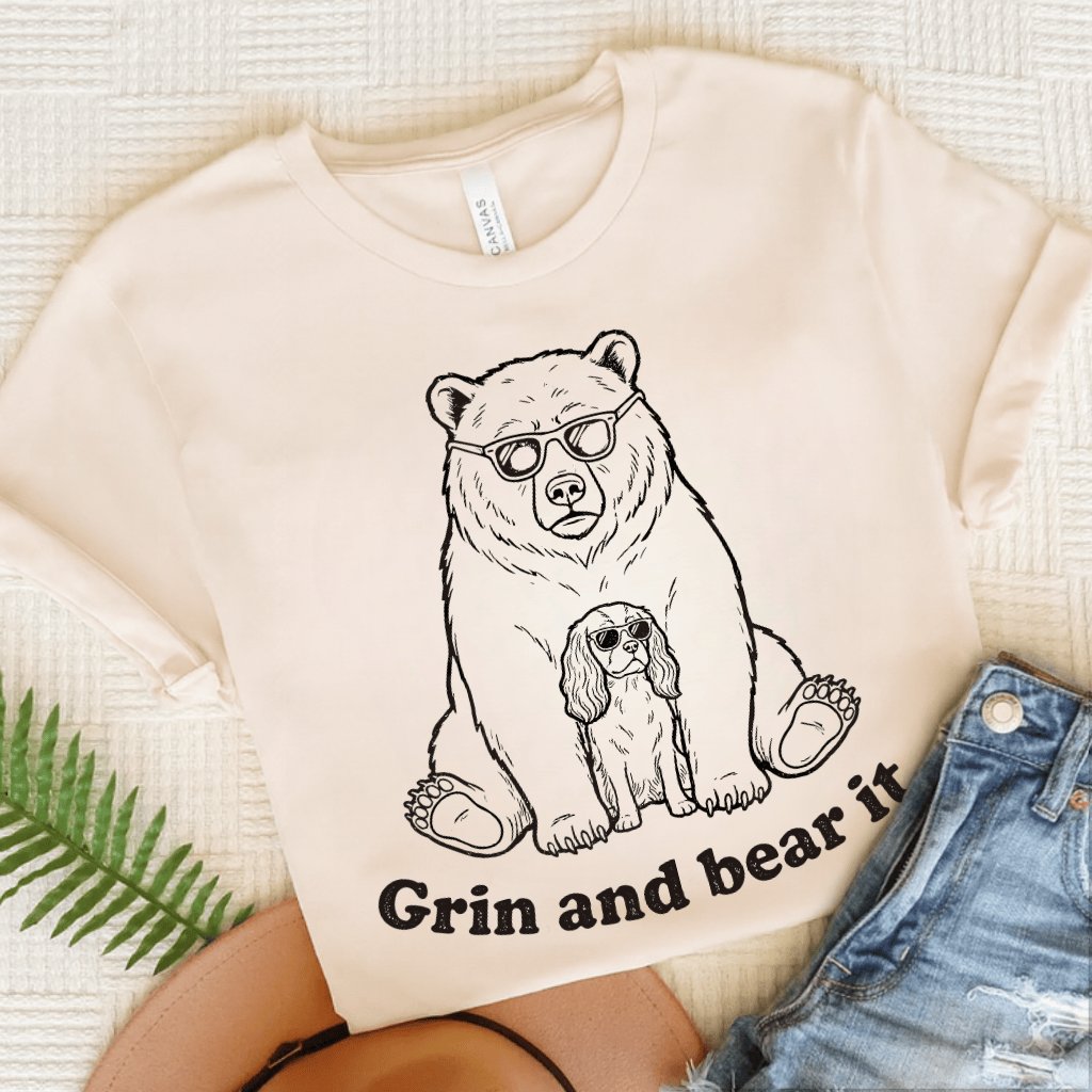 Cavalier Grin Bear It Unisex TShirt Natural
