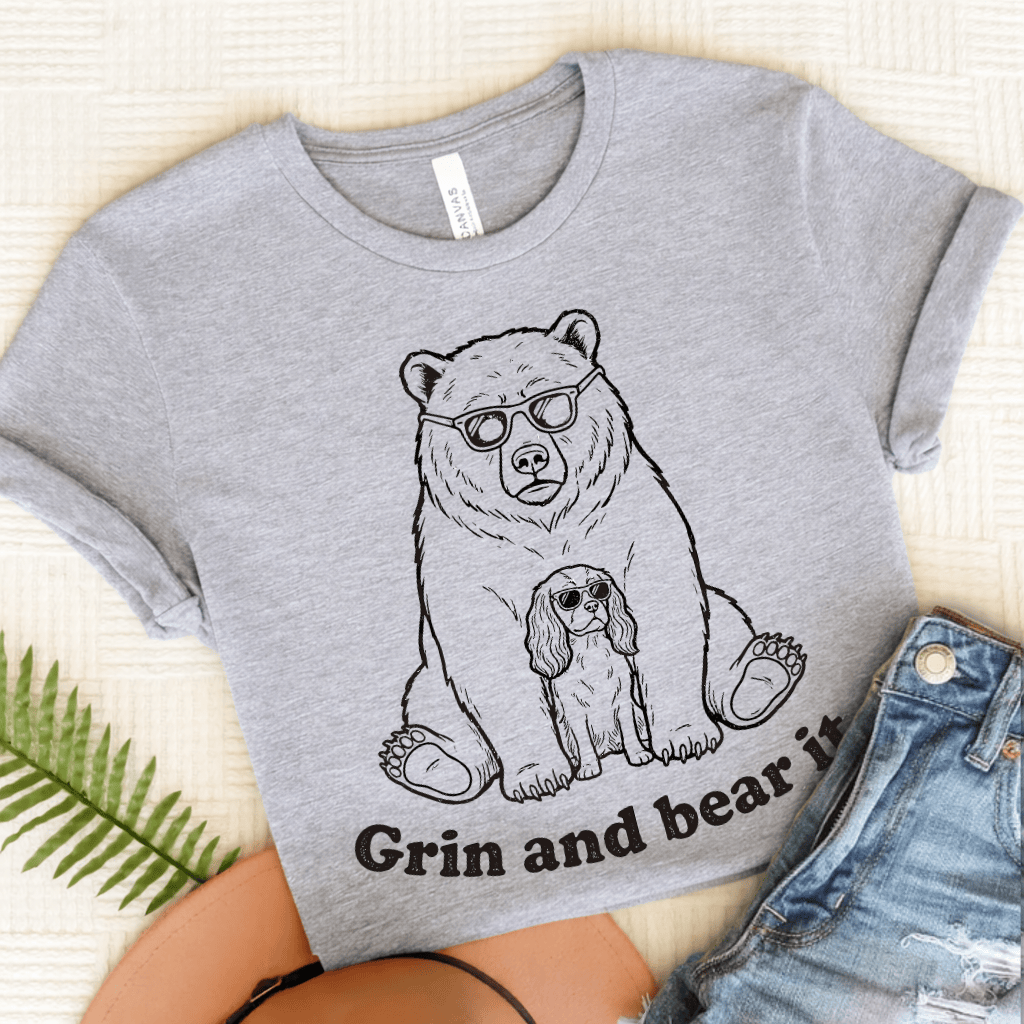 Cavalier Grin Bear It Unisex TShirt Athletic Heather