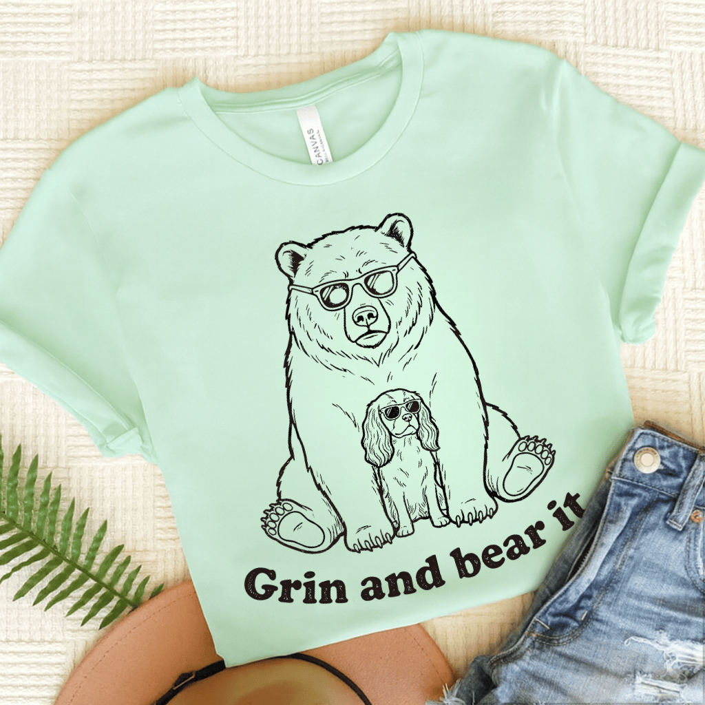 Cavalier Grin Bear It Unisex TShirt Heather Mint