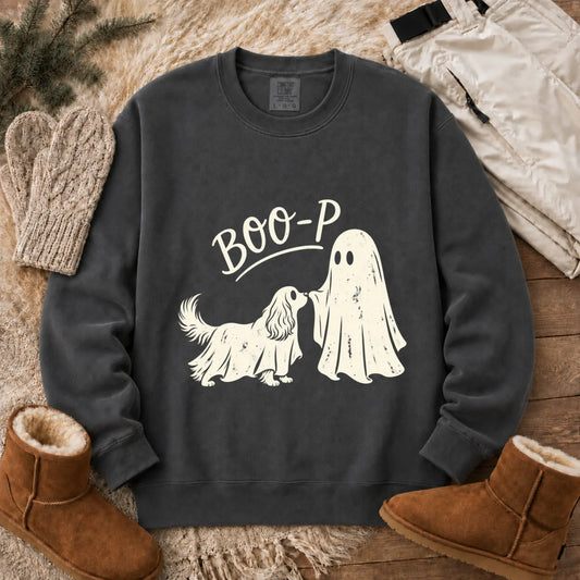 Sweatshirt Pepper / S Cavalier Halloween Boop Ghost Dog Unisex Sweatshirt