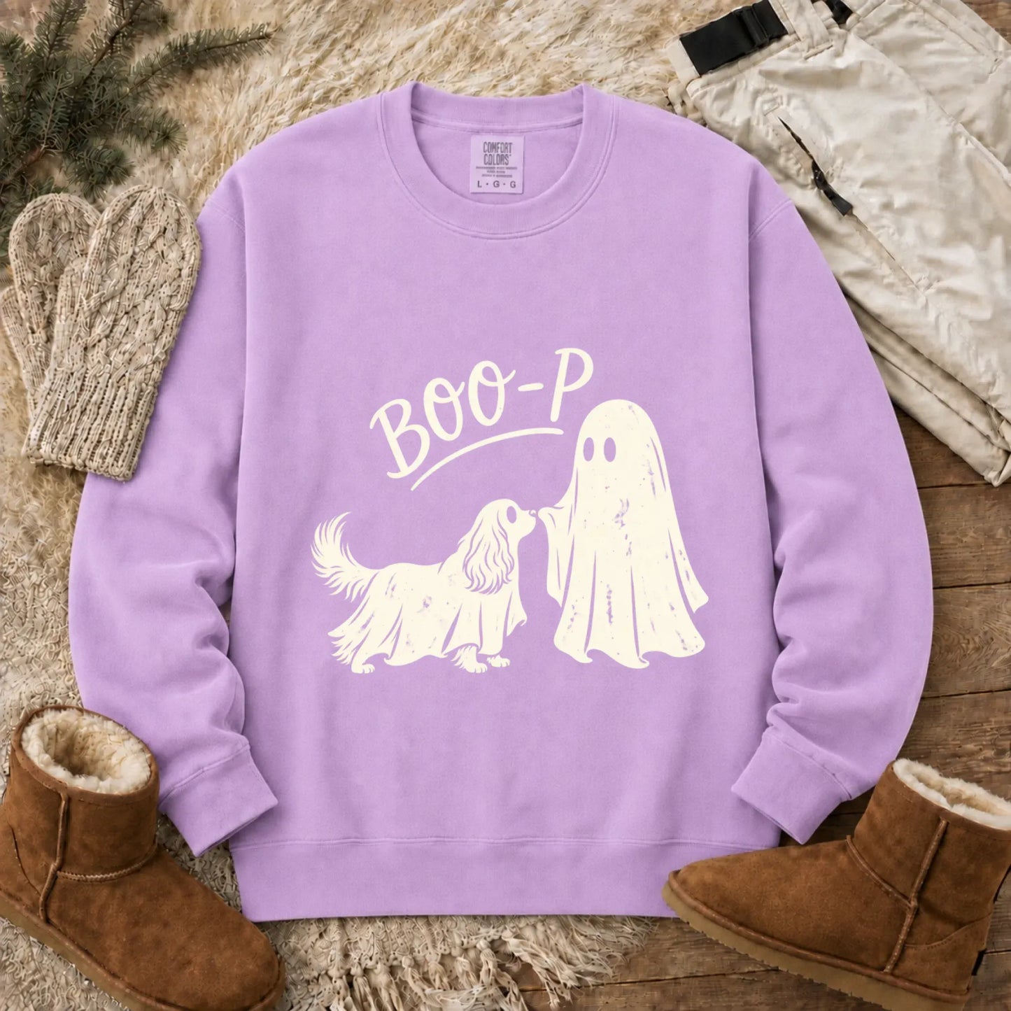 Sweatshirt Orchid / S Cavalier Halloween Boop Ghost Dog Unisex Sweatshirt