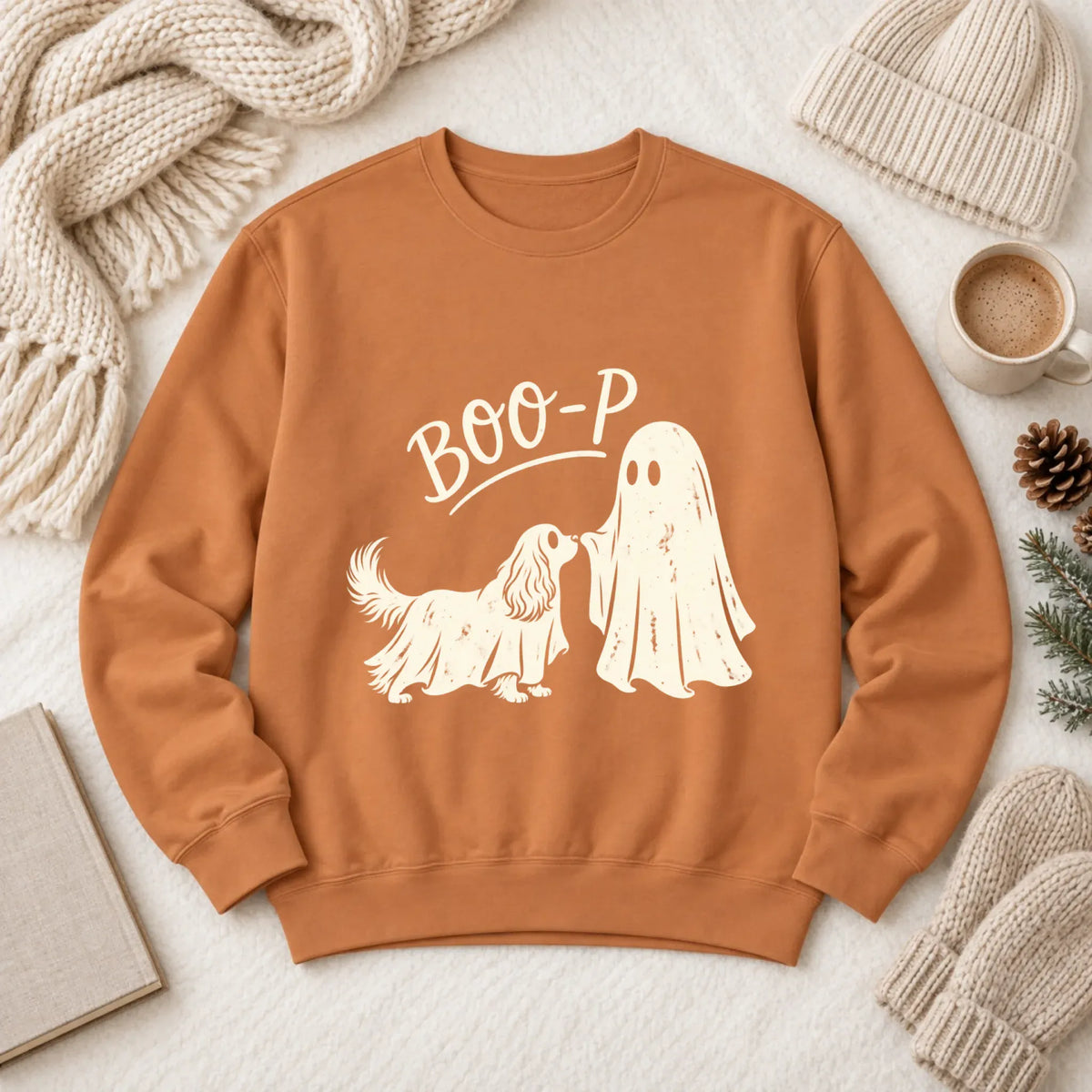 Cavalier Halloween Boop Ghost Dog Unisex Sweatshirt Yam