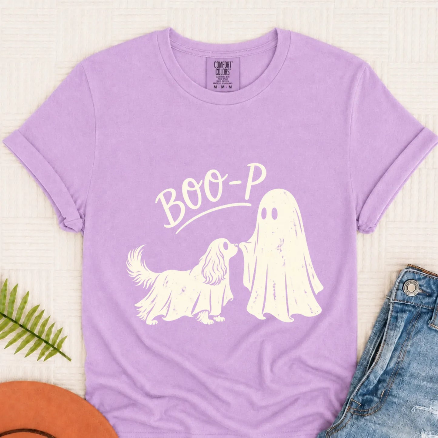 T-Shirt Orchid / S Cavalier Halloween Boop Ghost Dog Unisex Tshirt