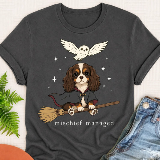 Cavalier Halloween Mischief Managed Unisex TShirt Pepper