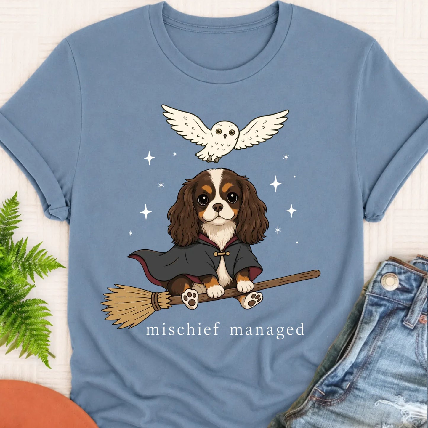 T-Shirt Blue Jean / S Cavalier Halloween Mischief Managed Unisex TShirt