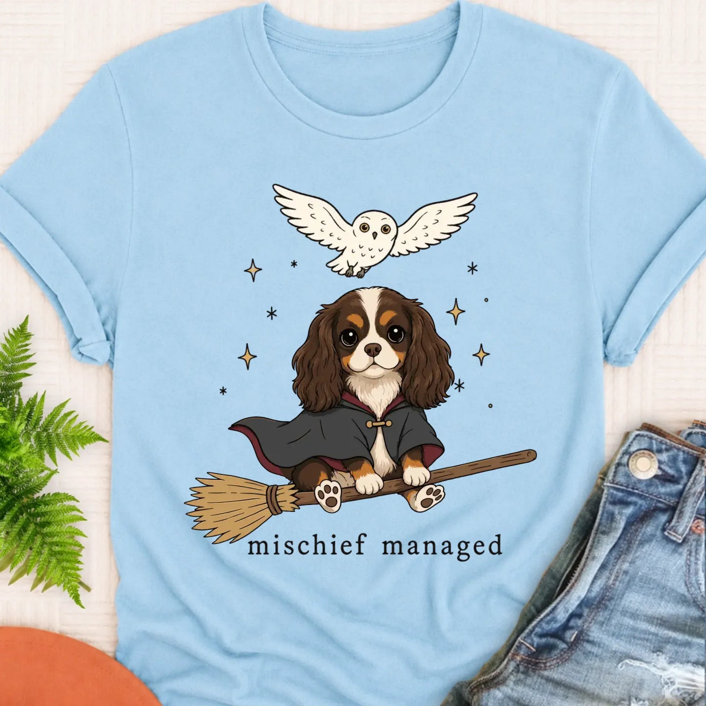 T-Shirt Chambray / S Cavalier Halloween Mischief Managed Unisex TShirt