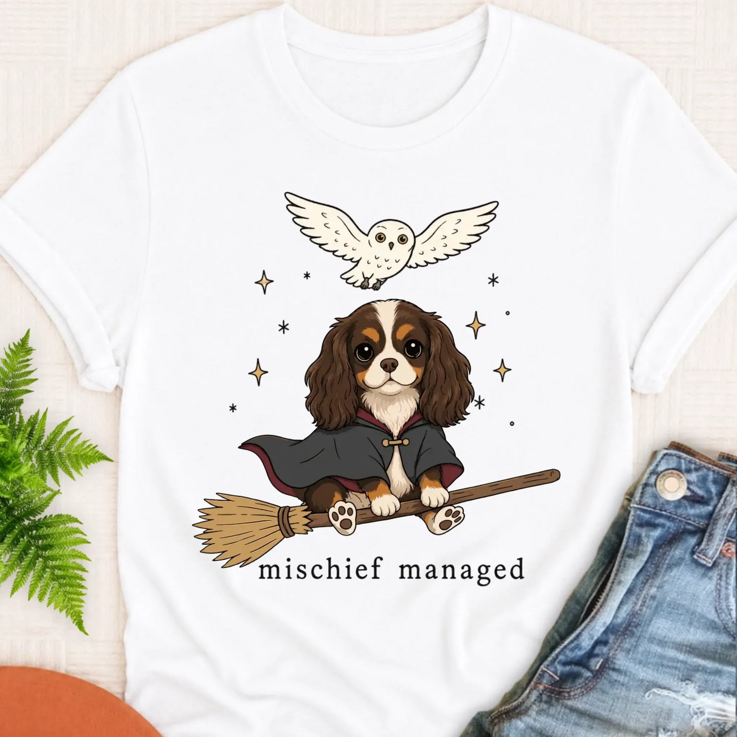 T-Shirt White / S Cavalier Halloween Mischief Managed Unisex TShirt