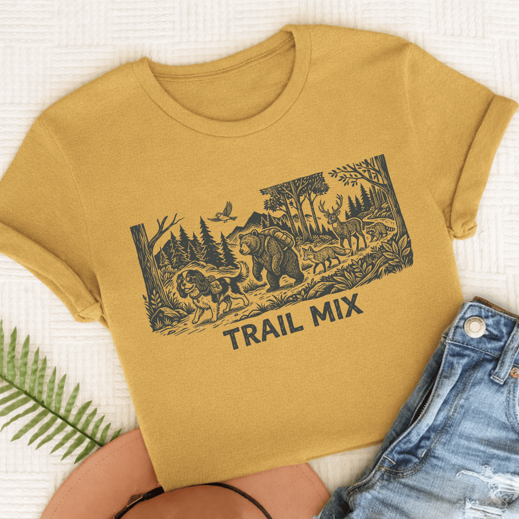 Cavalier Hiking Trail Mix Unisex TShirt Comfort Colors Mustard