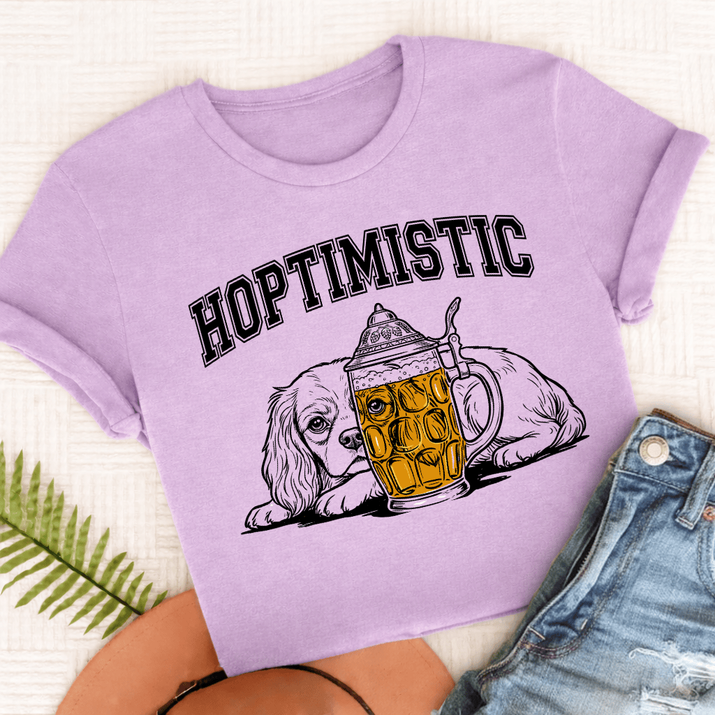 Cavalier Hoptimistic Beer Unisex TShirt Comfort Colors Orchid