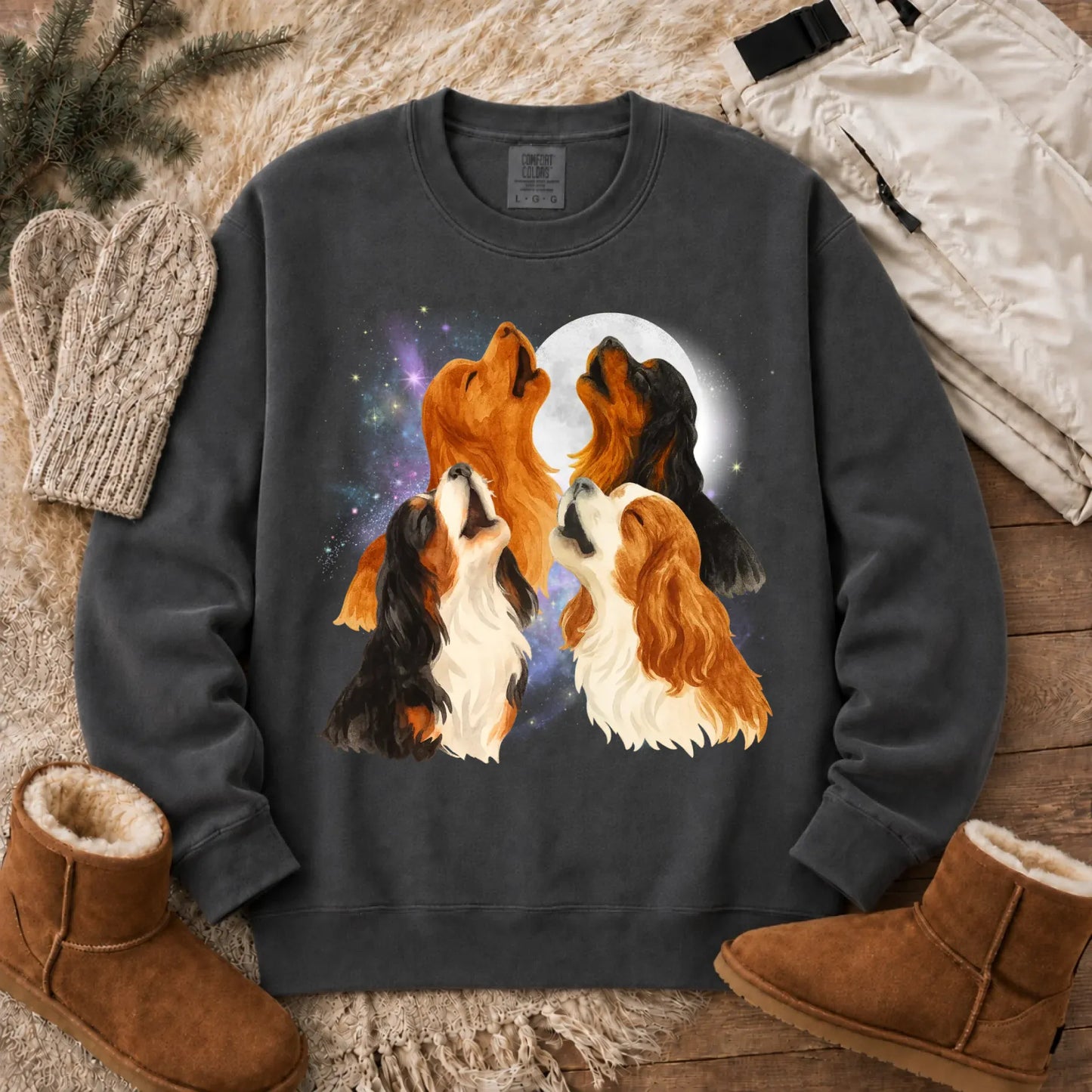 Cavalier Howling at the Moon Unisex Sweatshirt Pepper