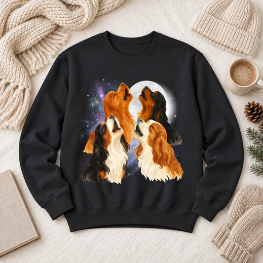 Cavalier Howling at the Moon Unisex Sweatshirt Black