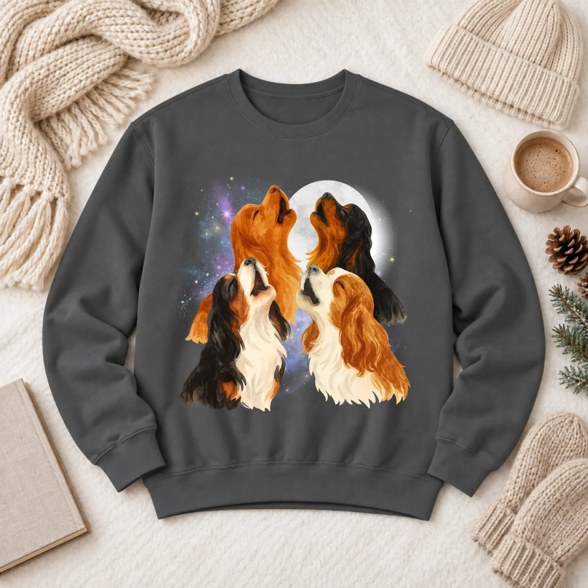 Cavalier Howling at the Moon Unisex Sweatshirt Pepper