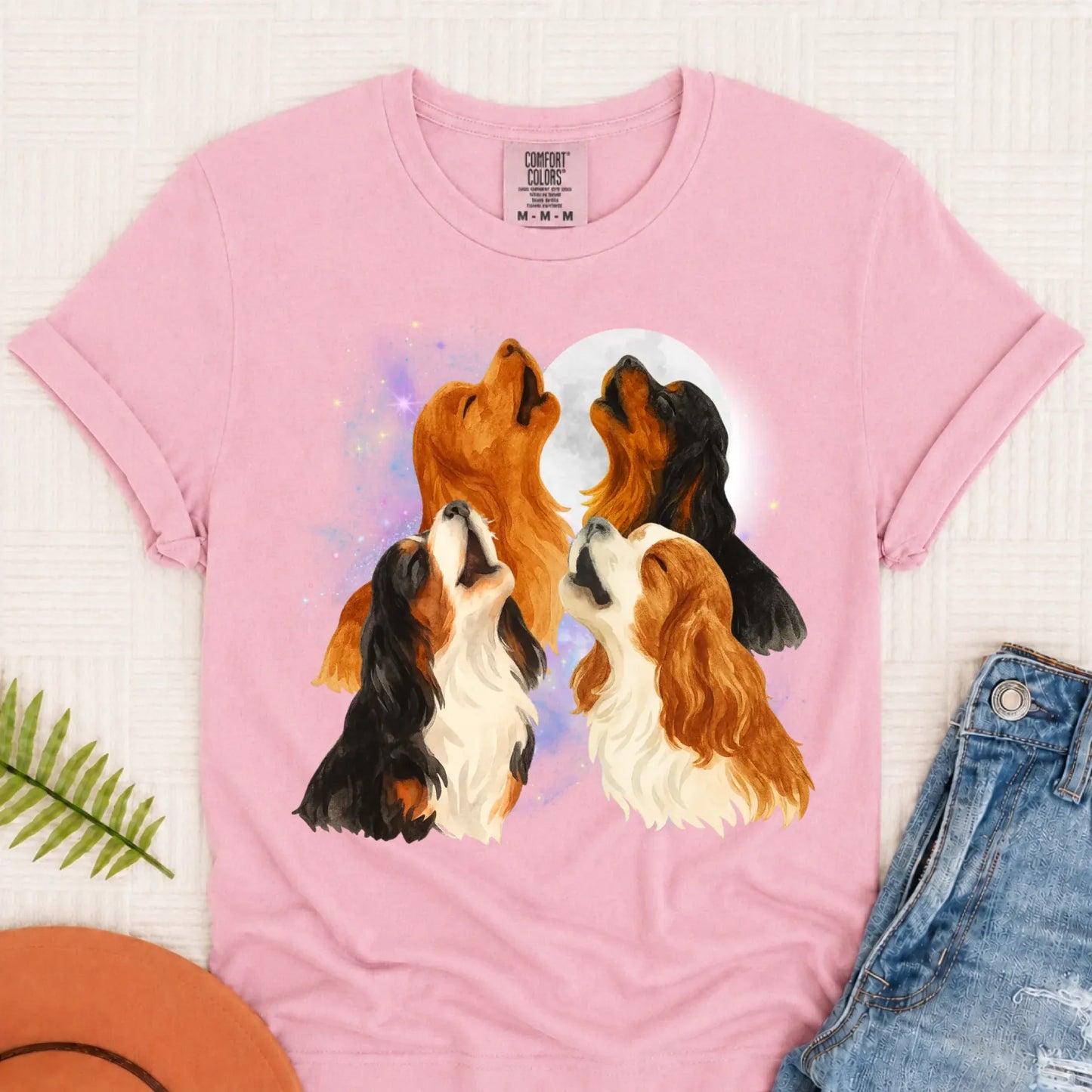 Cavalier Howling at the Moon Unisex TShirt Blossom
