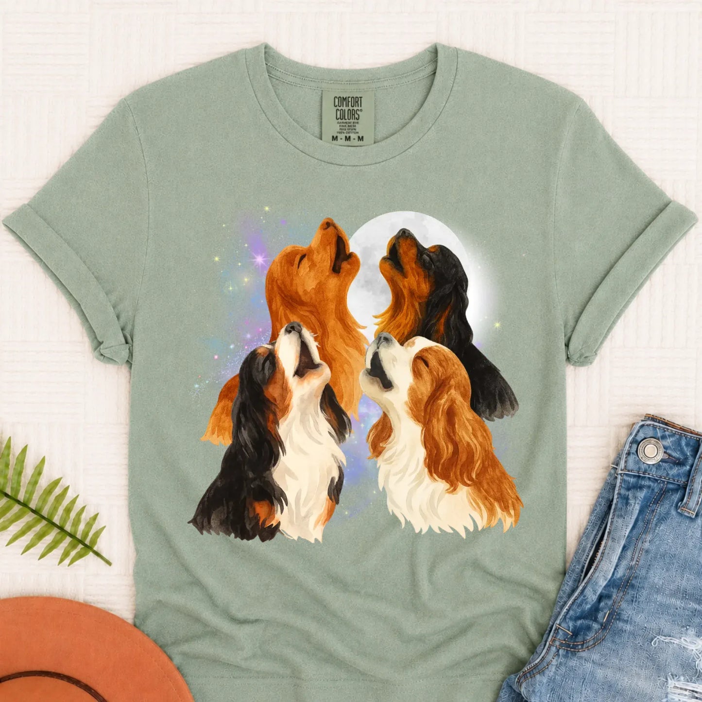 Cavalier Howling at the Moon Unisex TShirt Bay