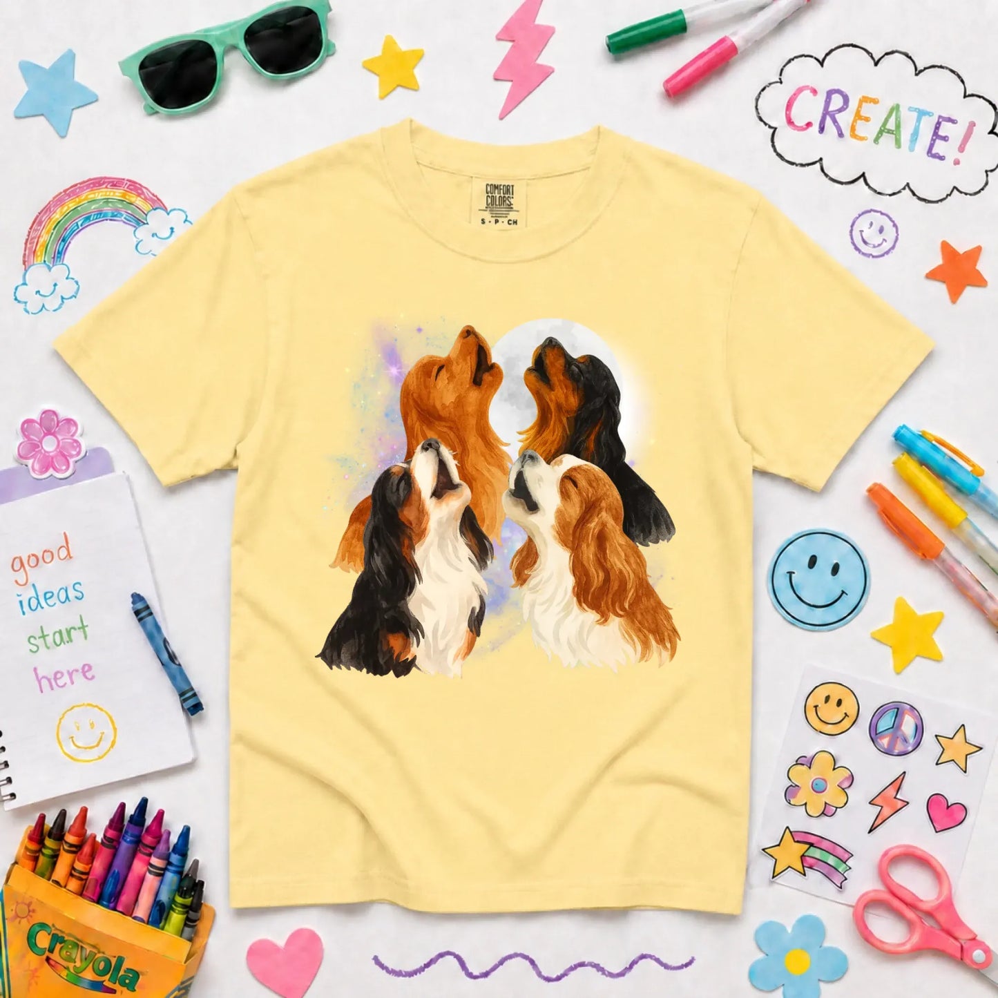 Cavalier Howling at the Moon Unisex YOUTH TShirt Butter