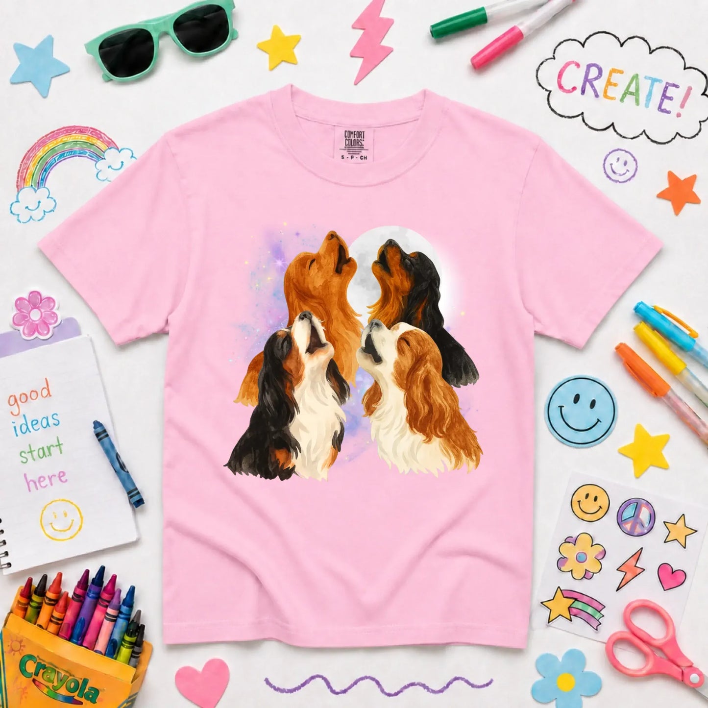 Cavalier Howling at the Moon Unisex YOUTH TShirt Blossom