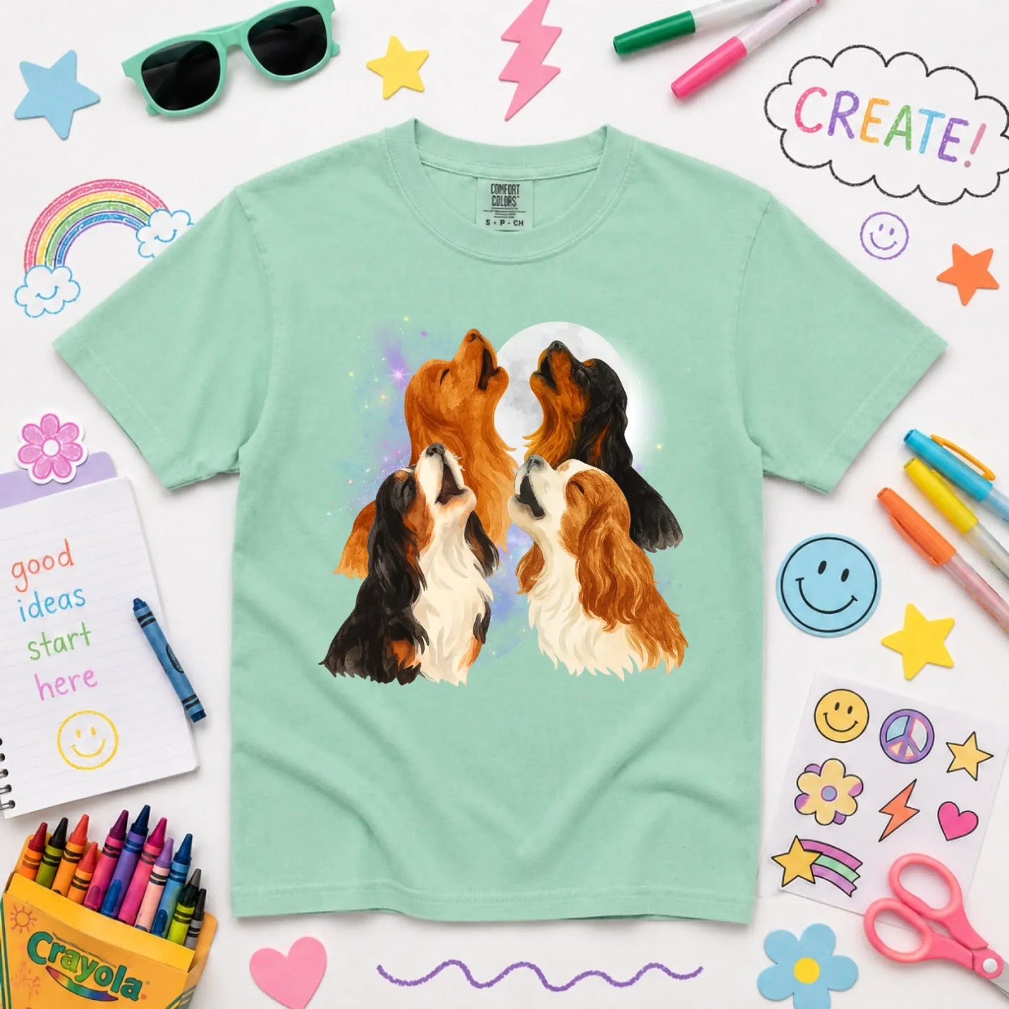 Cavalier Howling at the Moon Unisex YOUTH TShirt Island Reef