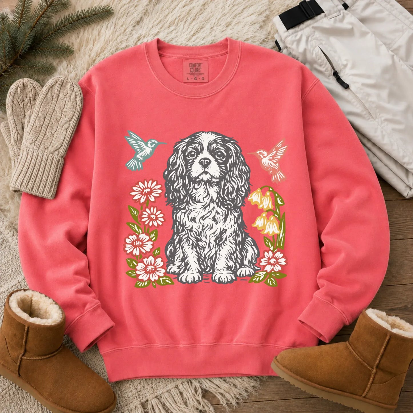Cavalier Hummingbirds Garden Unisex Sweatshirt Watermelon