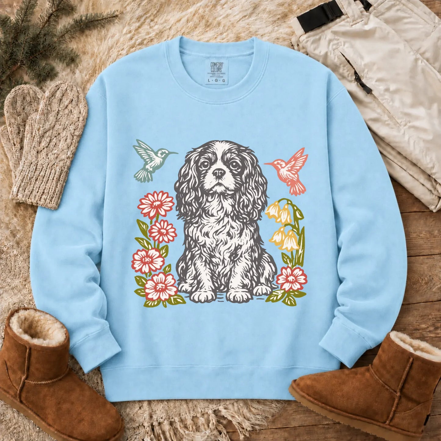 Cavalier Hummingbirds Garden Unisex Sweatshirt Chambray