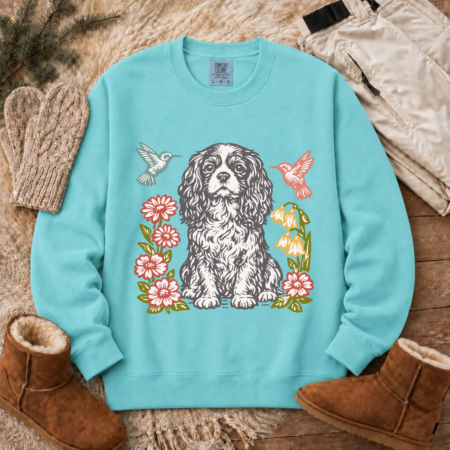 Cavalier Hummingbirds Garden Unisex Sweatshirt Chalky Mint