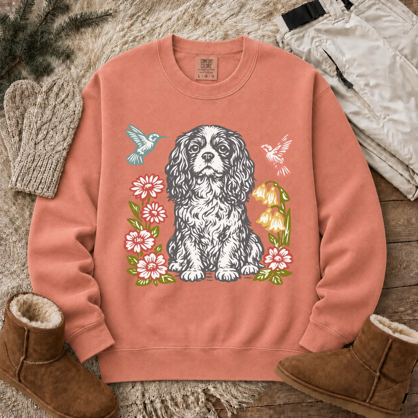 Cavalier Hummingbirds Garden Unisex Sweatshirt Terracotta