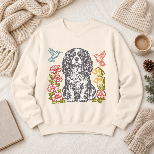 Cavalier Hummingbirds Garden Unisex Sweatshirt Ivory