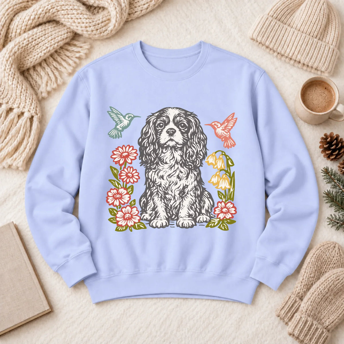 Cavalier Hummingbirds Garden Unisex Sweatshirt Hydrangea