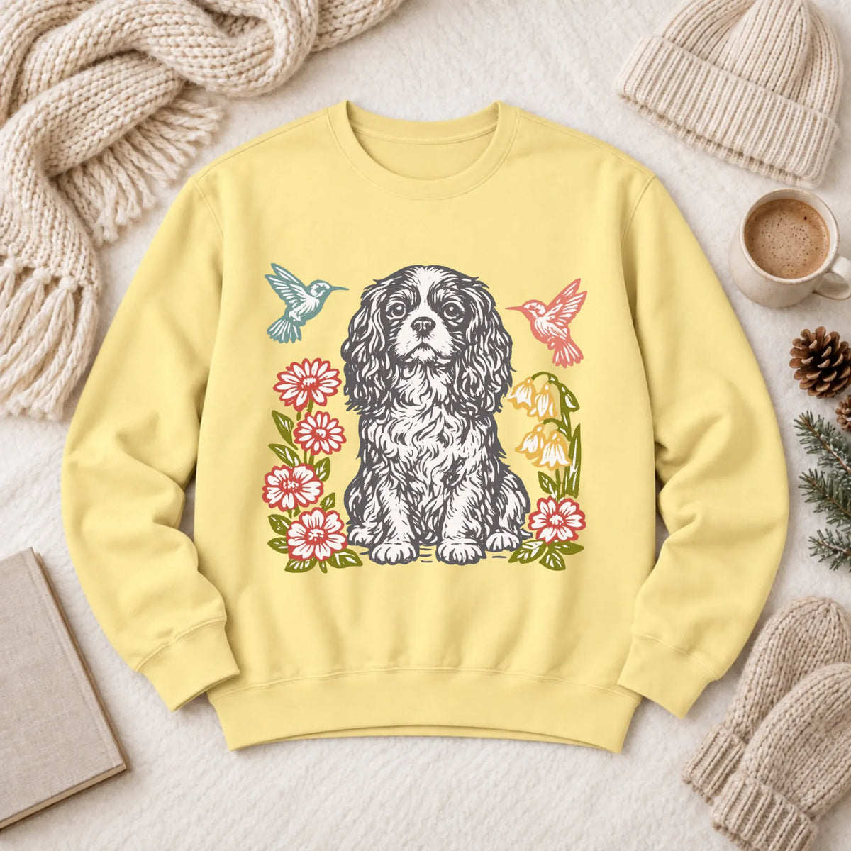 Cavalier Hummingbirds Garden Unisex Sweatshirt Butter