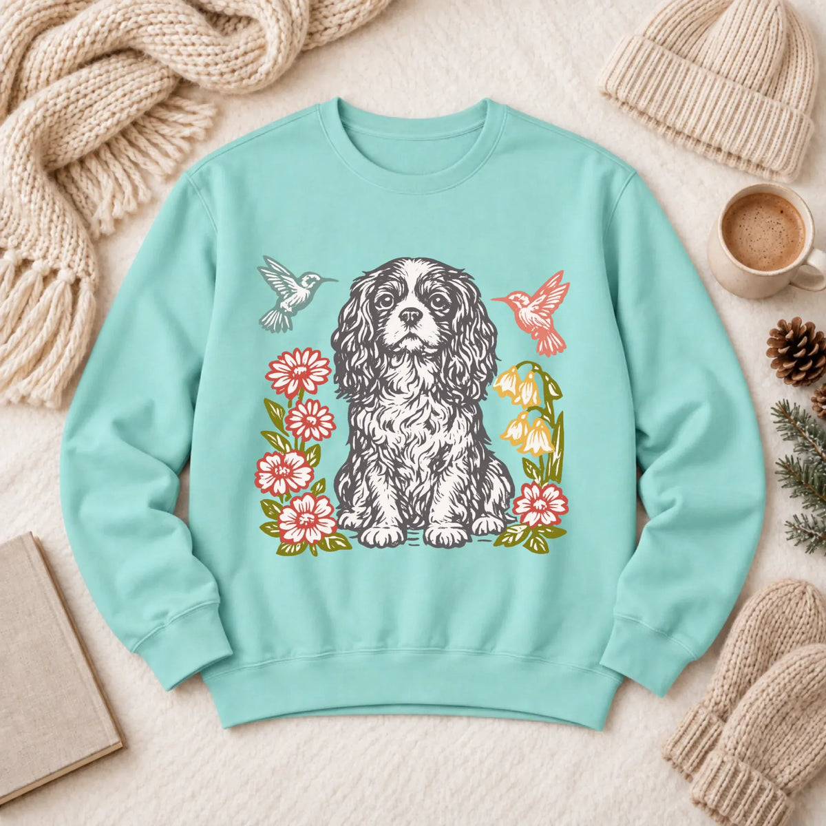Cavalier Hummingbirds Garden Unisex Sweatshirt Chalky Mint