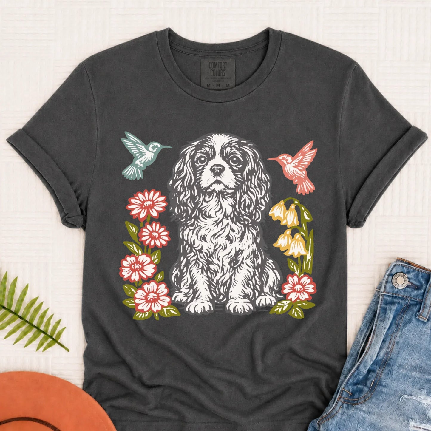 Cavalier Hummingbirds Garden Unisex TShirt Pepper